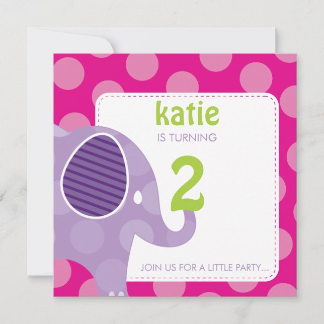 003-Katie :: BIRTHDAY PARTY INVITES - elephant  SQ (Front)