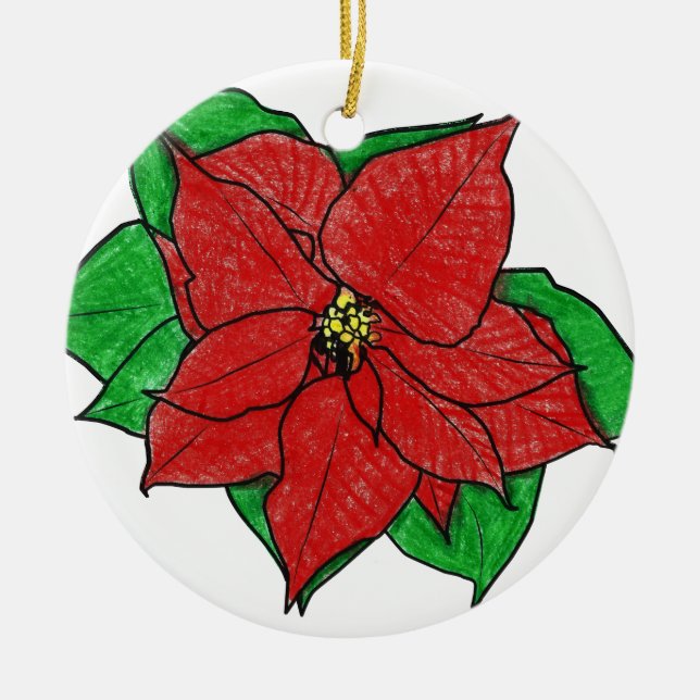 0043 Poinsettia No 1.png Ceramic Ornament (Front)