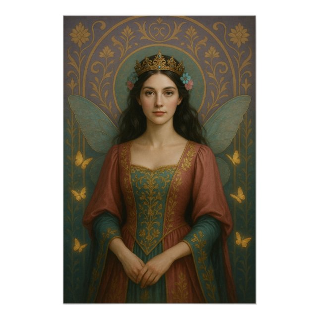 004_A fairy princess in muted rose and teal green. Poster (Front)