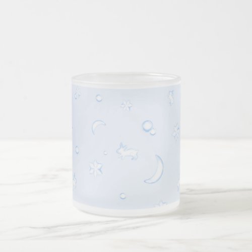 006 moon star rabbit frosted glass coffee mug