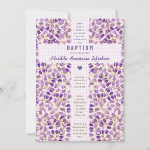 006 Wine Stained Glass Garden Gingham Baptism Invitation