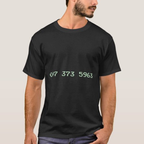 007 373 5963 Video Game Code 1987 80_s retro games T_Shirt