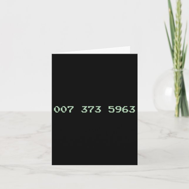 007 373 5963 Video Game Code 1987 80's Retro Games Card (Front)
