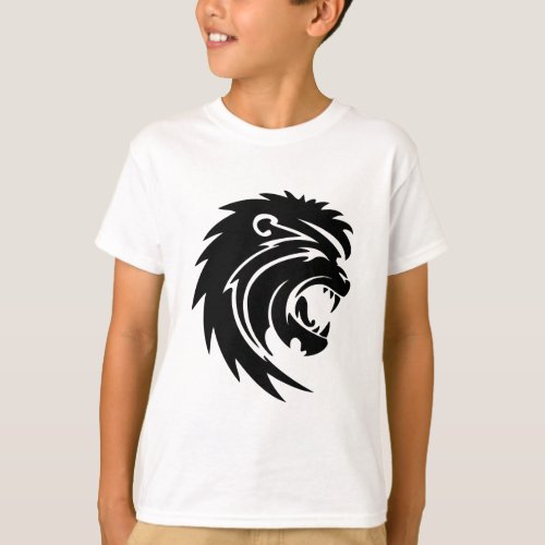 007_lion3111906 ROARING LION BLACK WHITE TATTOO T_Shirt