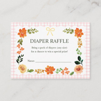 008 Blush Gingham Baby Shower Diaper Raffle Enclosure Card