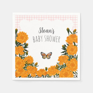 008 Blush Pink Marigold Gingham Baby Shower Napkins