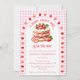 009 Fuchsia Pink Strawberry Shortcake Baby Shower Invitation