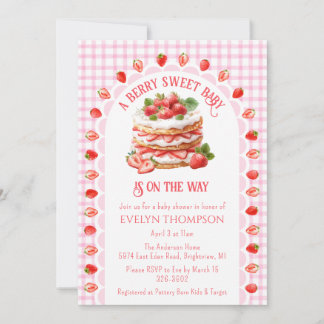 009 Fuchsia Pink Strawberry Shortcake Baby Shower Invitation