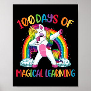 00 days of magical learning dabbing unicorn girls poster