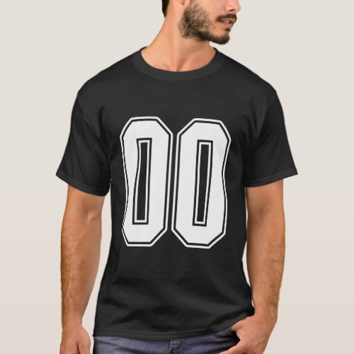 00 White Outline Number 00 Sports Fan Jersey T_Shirt