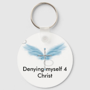 00q30518k7L, Denying myself 4 Christ Keychain