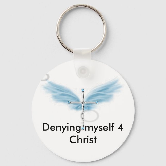 00q30518k7L, Denying myself 4 Christ Keychain (Front)