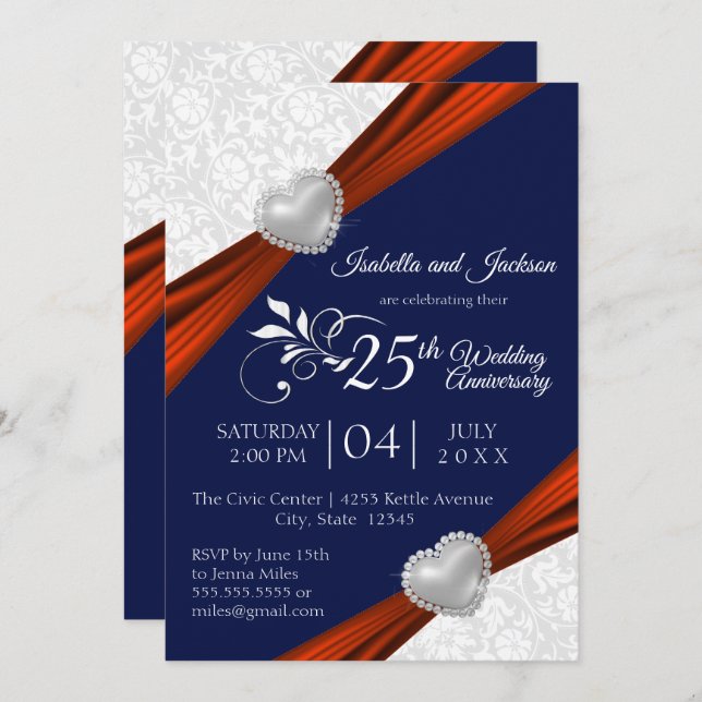 00th Anniversary - Red, White and Blue Invitation (Front/Back)