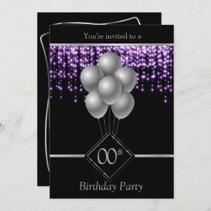 00th Birthday Celebration with Purple Starlights Invitation