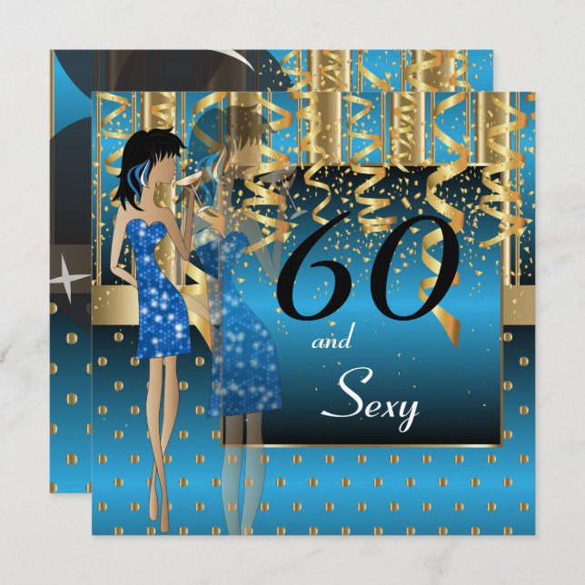 00th Birthday Girl Bash Party - Blue Invitation (Front/Back)