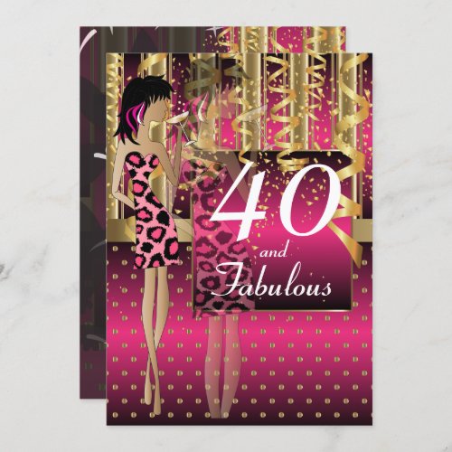 00th Birthday Girl Cocktail Party  Hot Pink Invitation