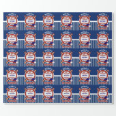 00th Birthday Party - Baseball - Dark Blue Wrapping Paper (Flat)