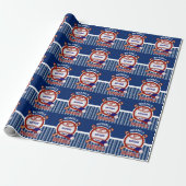 00th Birthday Party - Baseball - Dark Blue Wrapping Paper (Unrolled)