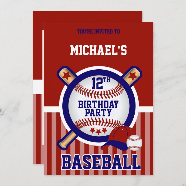 00th Birthday Party - Baseball Invitation (Front/Back)