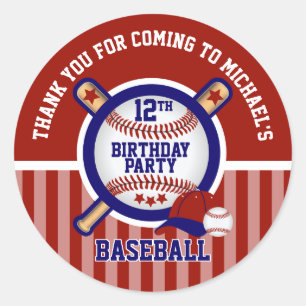 00th Birthday Party - Baseball - Thank You Classic Round Sticker