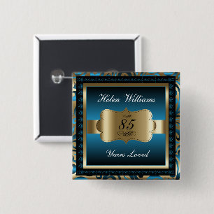 00th Birthday Party Blue and Gold Pinback Button
