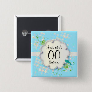00th Birthday Party DIY Text Pinback Button