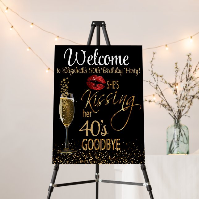 00th Birthday - She's Kissing her 00's Goodbye Foam Board (In Situ (Stand))