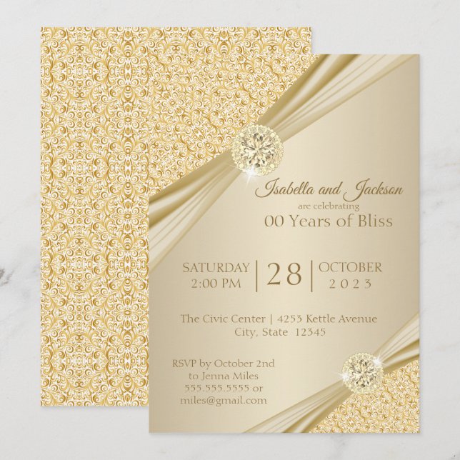 00th Gold Anniversary Design Invitation (Front/Back)