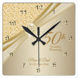 00th Gold Diamond Wedding Anniversary Keepsake Square Wall Clock 00th Gold Diamond Wedding Anniversary Keepsake Square Wall Clock