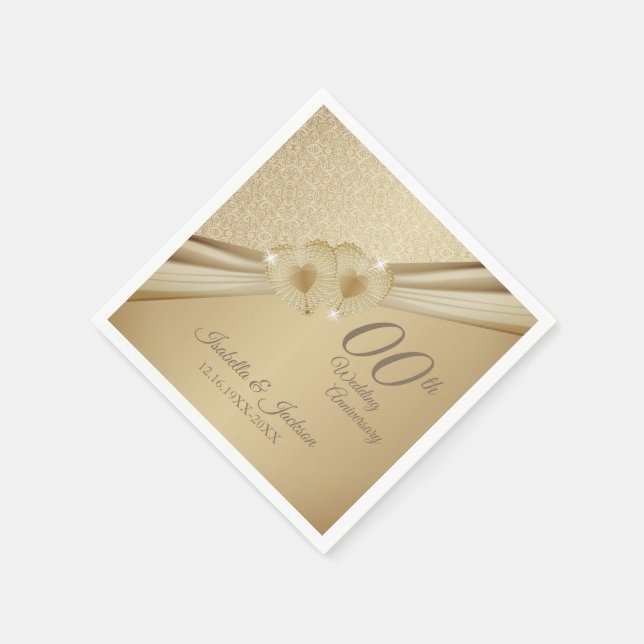 00th Gold Wedding Anniversary Napkins (Corner)