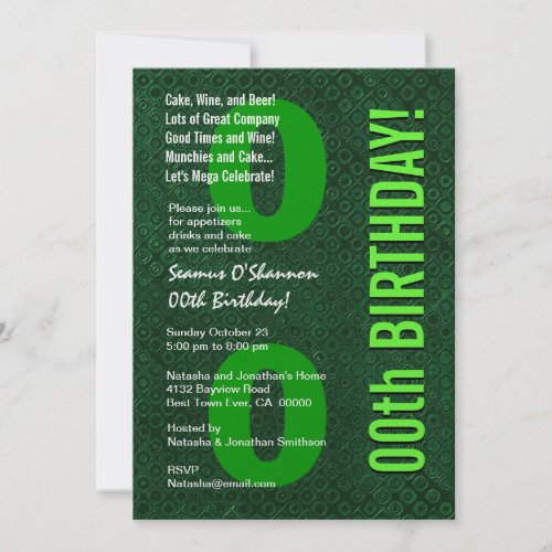 00th Modern Birthday Green Metallic V001 Invites