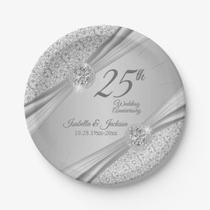 00th Silver Wedding Anniversary Paper Plates