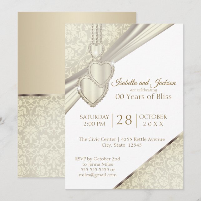 00th Vintage Cream Anniversary Design Invitation (Front/Back)