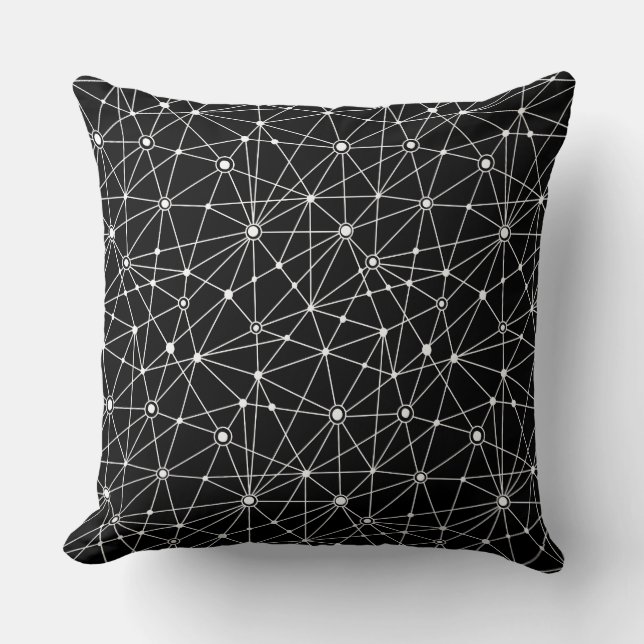 010316 Network - White on Black Throw Pillow (Front)