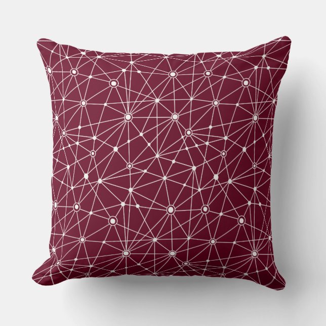 010316 Network - White on Deep Crimson Throw Pillow (Front)