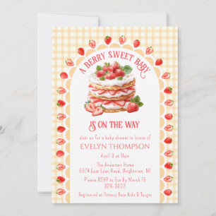 010 Amber Gingham Strawberry Shortcake Baby Shower Invitation
