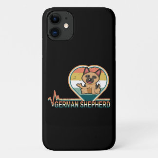 011 Retro German Shepherd Heartbeat Vintage iPhone 11 Case
