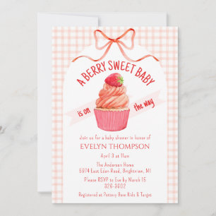 011 Terracotta Berry Sweet Strawberry Baby Shower Invitation