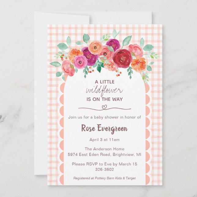 011 Terracotta Watercolor Wildflower Baby Shower Invitation (Front)