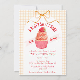 012 Copper Berry Sweet Strawberry Baby Shower Invitation
