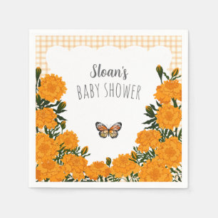 012 Copper Marigold Gingham Baby Shower Napkins