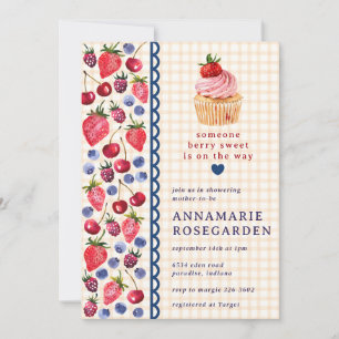 012 Copper Orange Berry Patch Cupcake Baby Shower Invitation