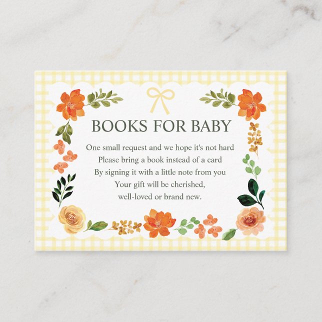 015 Lemon Gingham Baby Shower Enclosure Card (Front)