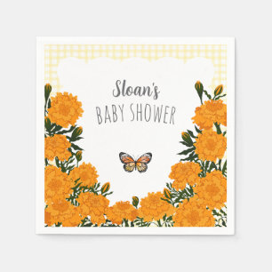 015 Lemon Marigold Monarch Gingham Baby Shower Napkins