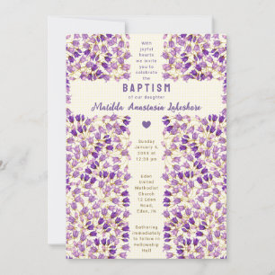 015 Lemon Stained Glass Garden Gingham Baptism Invitation