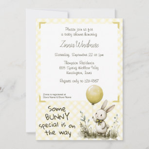 015 Lemon Yellow • Some Bunny Special Baby Shower Invitation