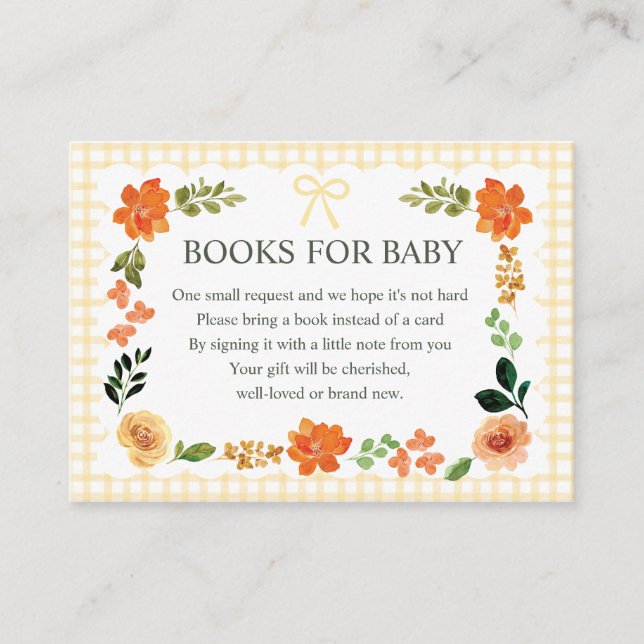 016 Marigold Gingham Baby Shower Enclosure Card (Front)