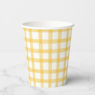 016 Marigold Watercolor Gingham Paper Cups