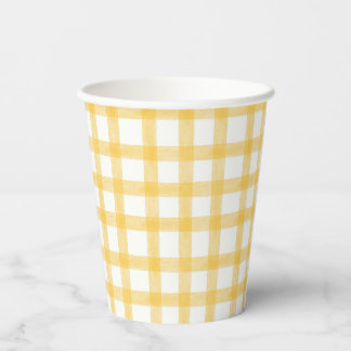 016 Marigold Watercolor Gingham Paper Cups