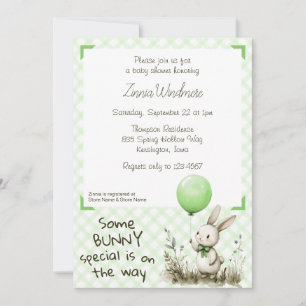 017 Moss Green • Some Bunny Special Baby Shower Invitation
